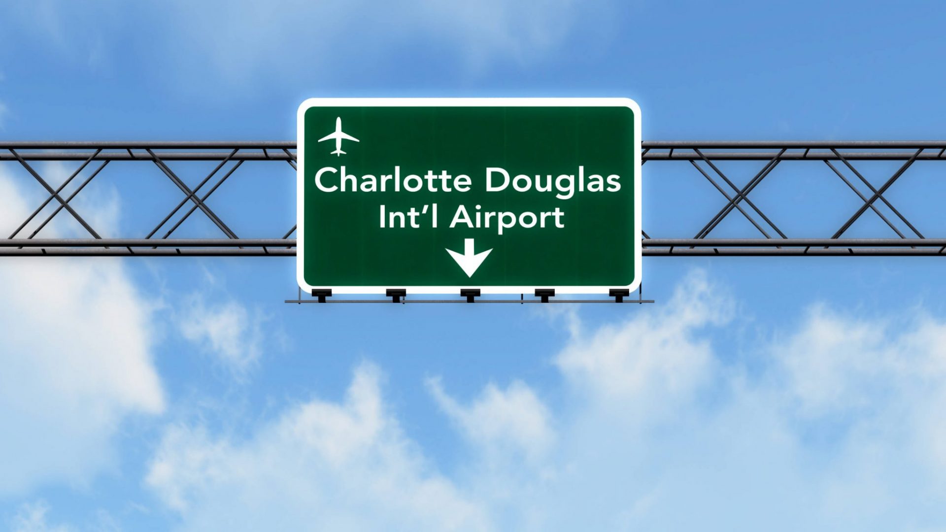 Charlotte Douglas International Airport highway sign